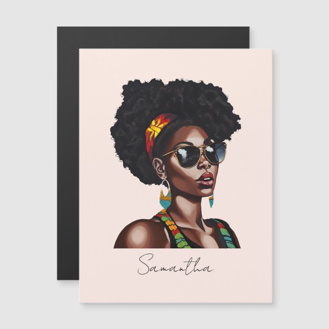 African American Woman with Chic Sunglasses (Front/Back)