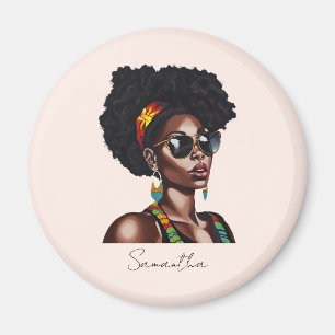 African American Woman with Chic Sunglasses Magnet