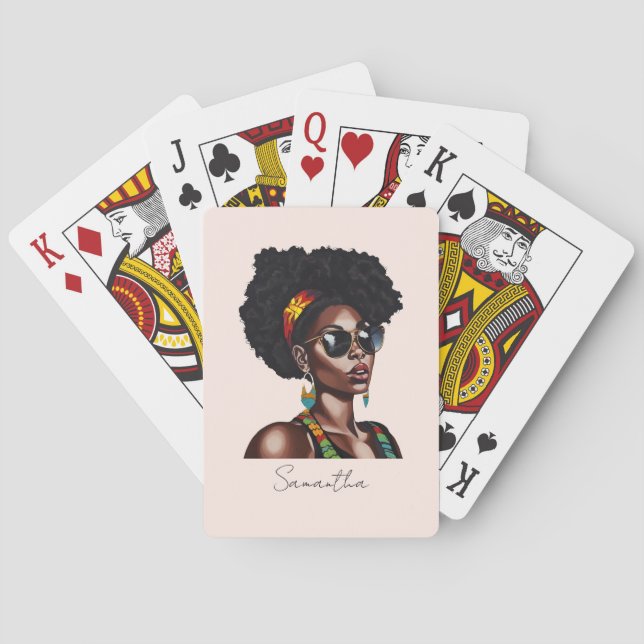 African American Woman with Chic Sunglasses Poker Cards (Back)