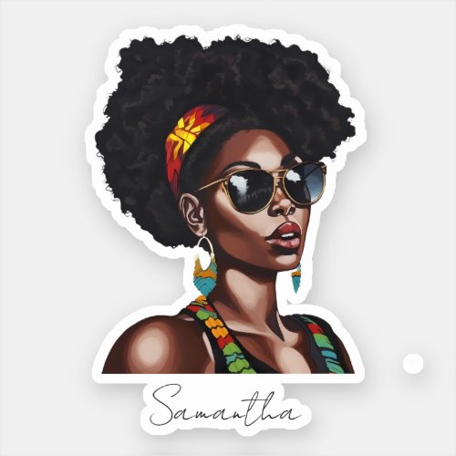 African American Woman with Chic Sunglasses Sticker
