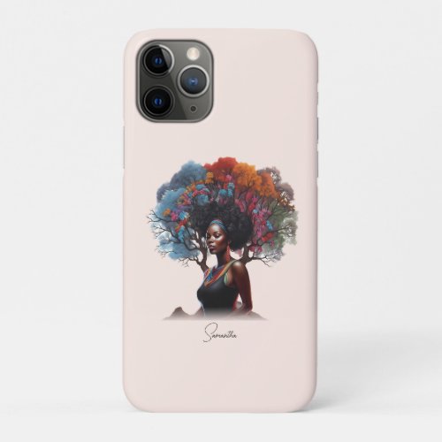African_American Woman with Colorful Tree_Adorned  iPhone 11 Pro Case