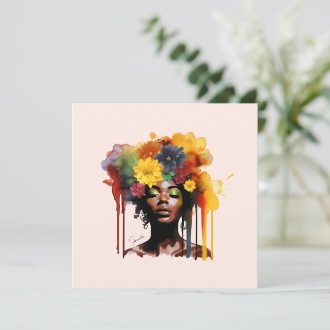 African-American Woman with Floral Afro Hair (Standing Front)
