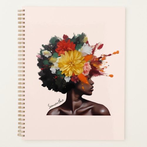 African_American Woman with Floral Afro Hair 2 Planner