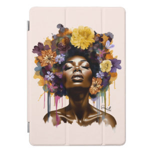 African-American Woman with Floral Afro Hair (3) iPad Pro Cover