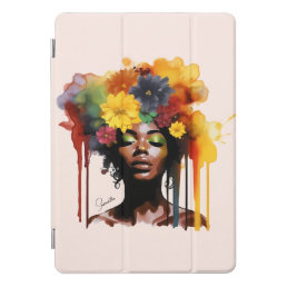 African-American Woman with Floral Afro Hair iPad Pro Cover