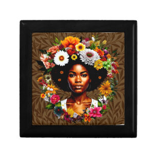 African American woman with floral crown Gift Box