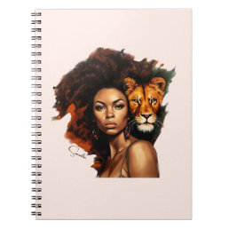 African-American Woman with Majestic Lion Notebook