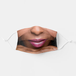 African American Woman with Pink Lips, ZFJ Adult Cloth Face Mask