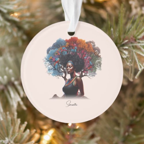 African_American Woman with Tree_Adorned Hair Ornament