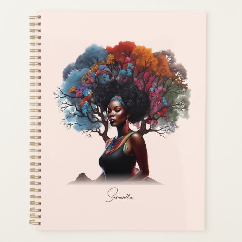 African_American Woman with Tree_Adorned Hair Planner