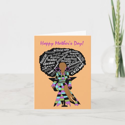African American Woman Word Art Mothers Day Card