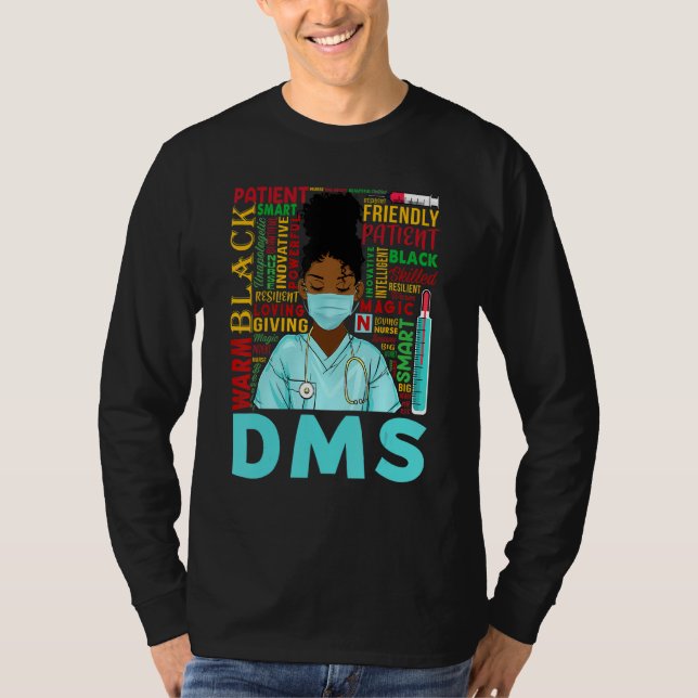 African American Women Black Dms Nurse Black Histo T-Shirt (Front)
