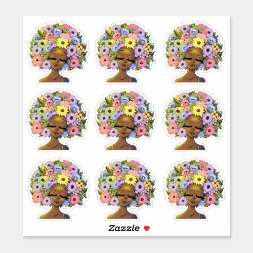 African American Women with Flowers in Hair Sticker