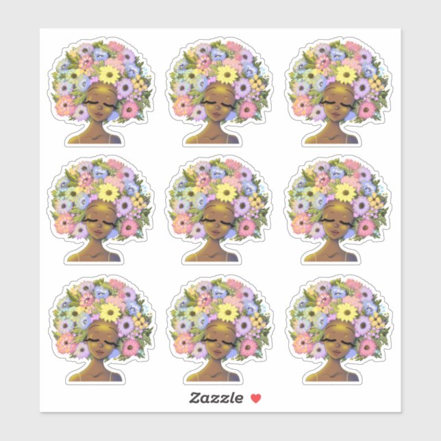 African American Women with Flowers in Hair Sticker (Sheet)