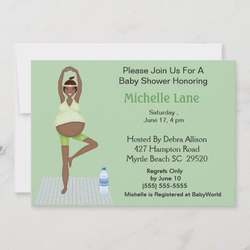 African American Yoga Mom Baby Shower  Invitation