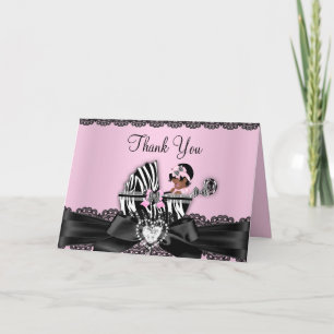 African American Zebra Baby Shower Thank You Card