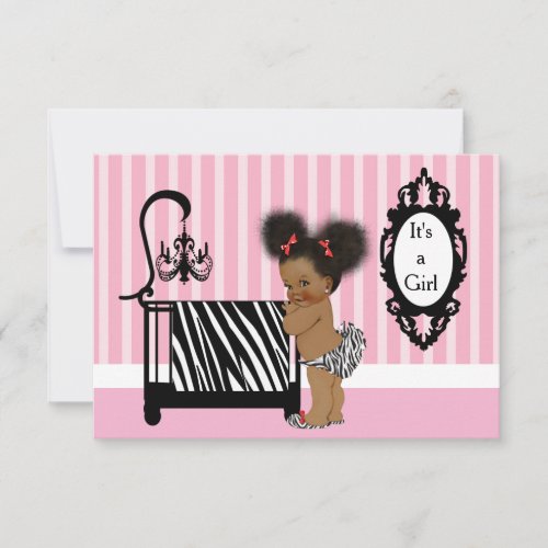 African American Zebra Print Baby Shower Invitation