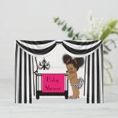 African AmericanZebra Print and Drapes Baby Shower Invitation (Standing Front)