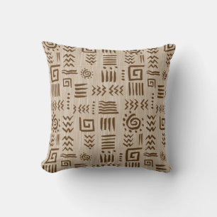 African Ancient Fabric Pattern Throw Pillow