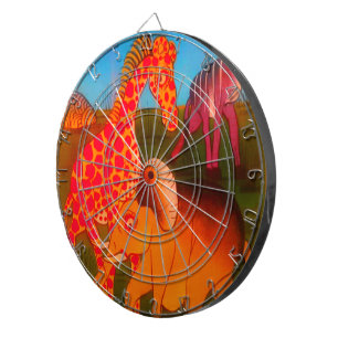 African Animal Art Print Dartboard With Darts