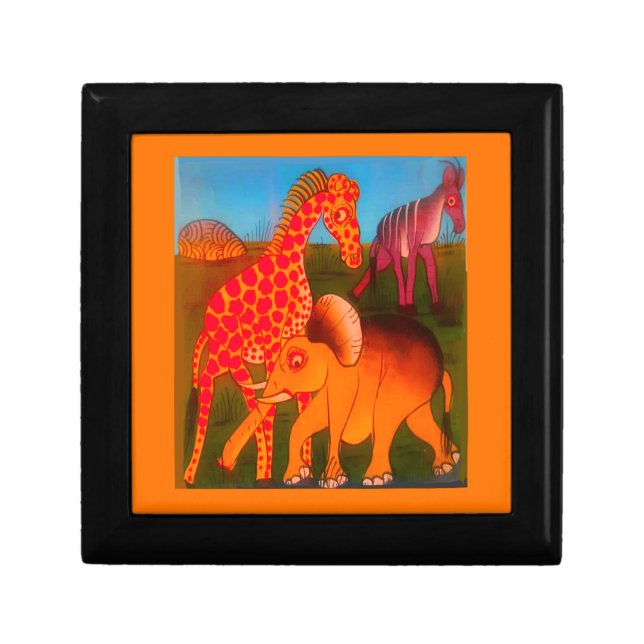 African Animal Art Print Keepsake Box (Front)