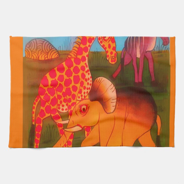 African Animal Art Print Kitchen Towel (Horizontal)