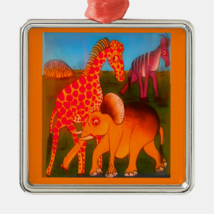 African Animal Art Print Metal Ornament