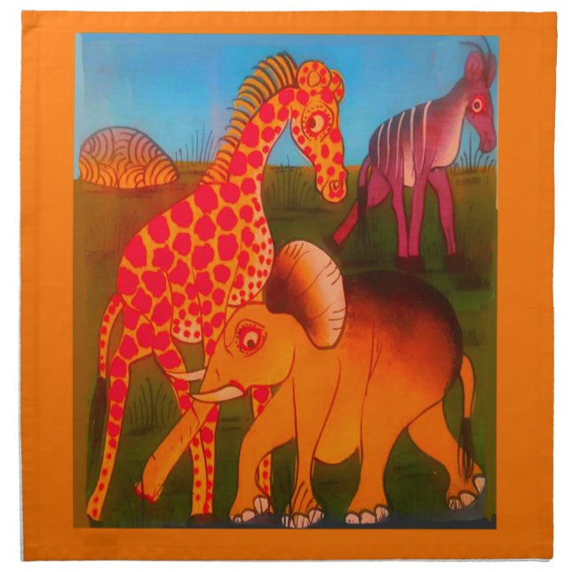 African Animal Art Print Napkin (Front)
