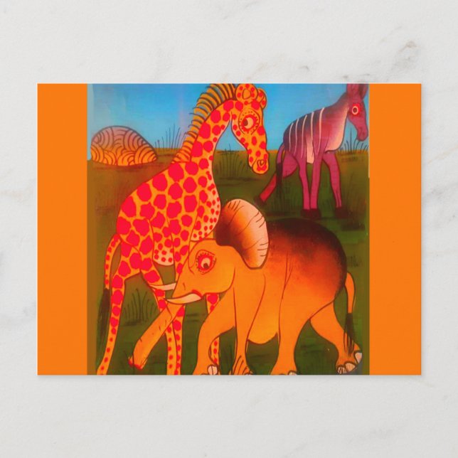 African Animal Art Print Postcard (Front)