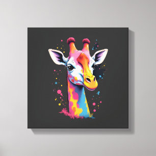 African animal art The colorful giraffe for funny Canvas Print