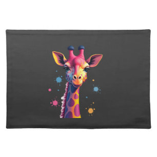 African animal art The colorful giraffe for funny Cloth Placemat