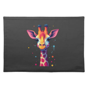 African animal art The colorful giraffe for funny Cloth Placemat