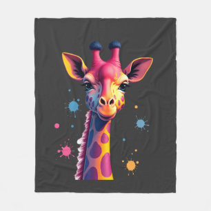 African animal art The colorful giraffe for funny  Fleece Blanket