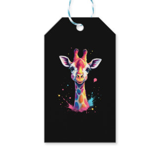 African animal art The colorful giraffe for funny  Gift Tags