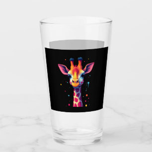 African animal art The colorful giraffe for funny  Glass
