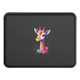 African animal art The colorful giraffe for funny Hitch Cover