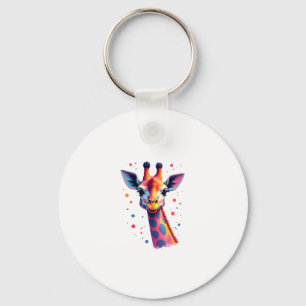 African animal art The colorful giraffe for funny  Keychain