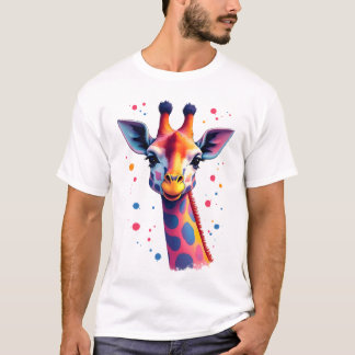 African animal art The colorful giraffe for funny  T-Shirt