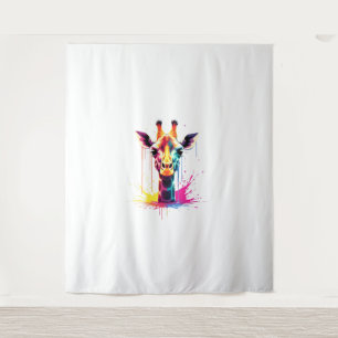 African animal art The colorful giraffe for funny Tapestry