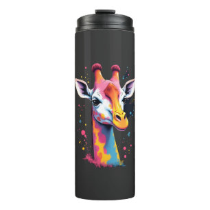 African animal art The colorful giraffe for funny Thermal Tumbler