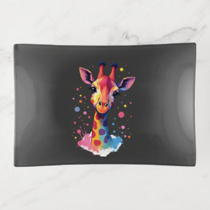 African animal art The colorful giraffe for funny Trinket Tray