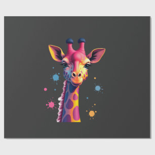 African animal art The colorful giraffe for funny Wrapping Paper