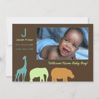 African Animal Monogram: Blue Announcement
