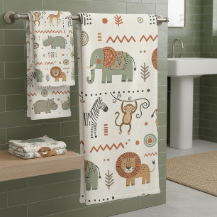African Animal Parade Tribal Style ID1262 Bath Towel Set