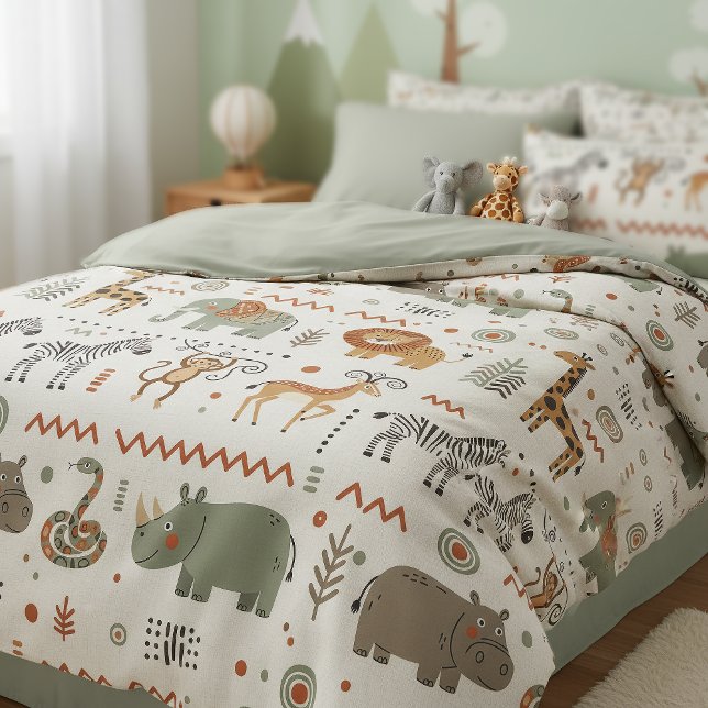 African Animal Parade Tribal Style ID1262 Duvet Cover (Creator Uploaded)