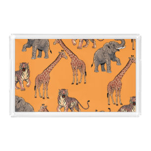 African Animal Pattern Acrylic Tray