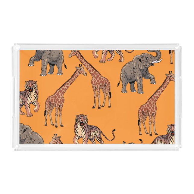 African Animal Pattern Acrylic Tray (Front)