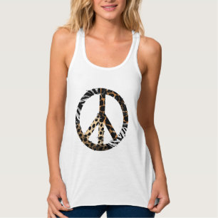 African Animal Pattern Peace Symbol Tank Top
