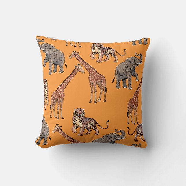 African Animal Pattern Throw Pillow (Front)