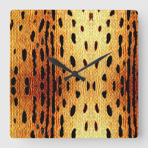 African Animal Print Square Wall Clock
